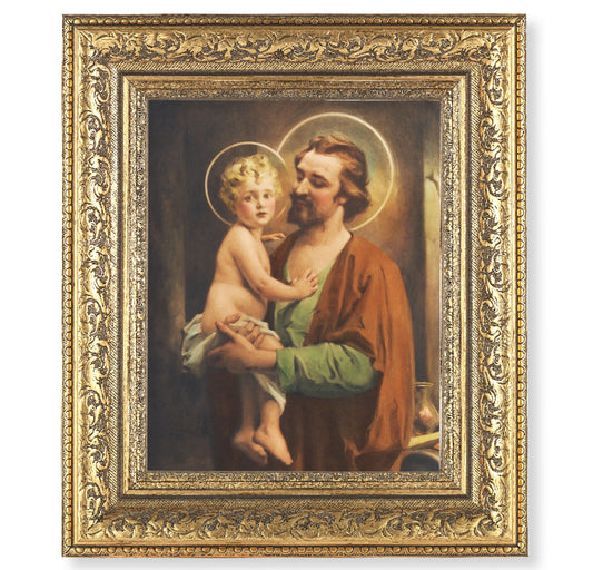 St. Joseph with Jesus Gold-Leaf Antique Framed Art