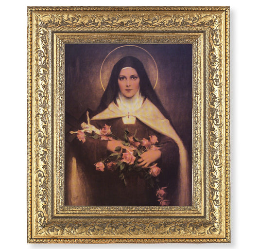 St. Therese Gold-Leaf Antique Framed Art