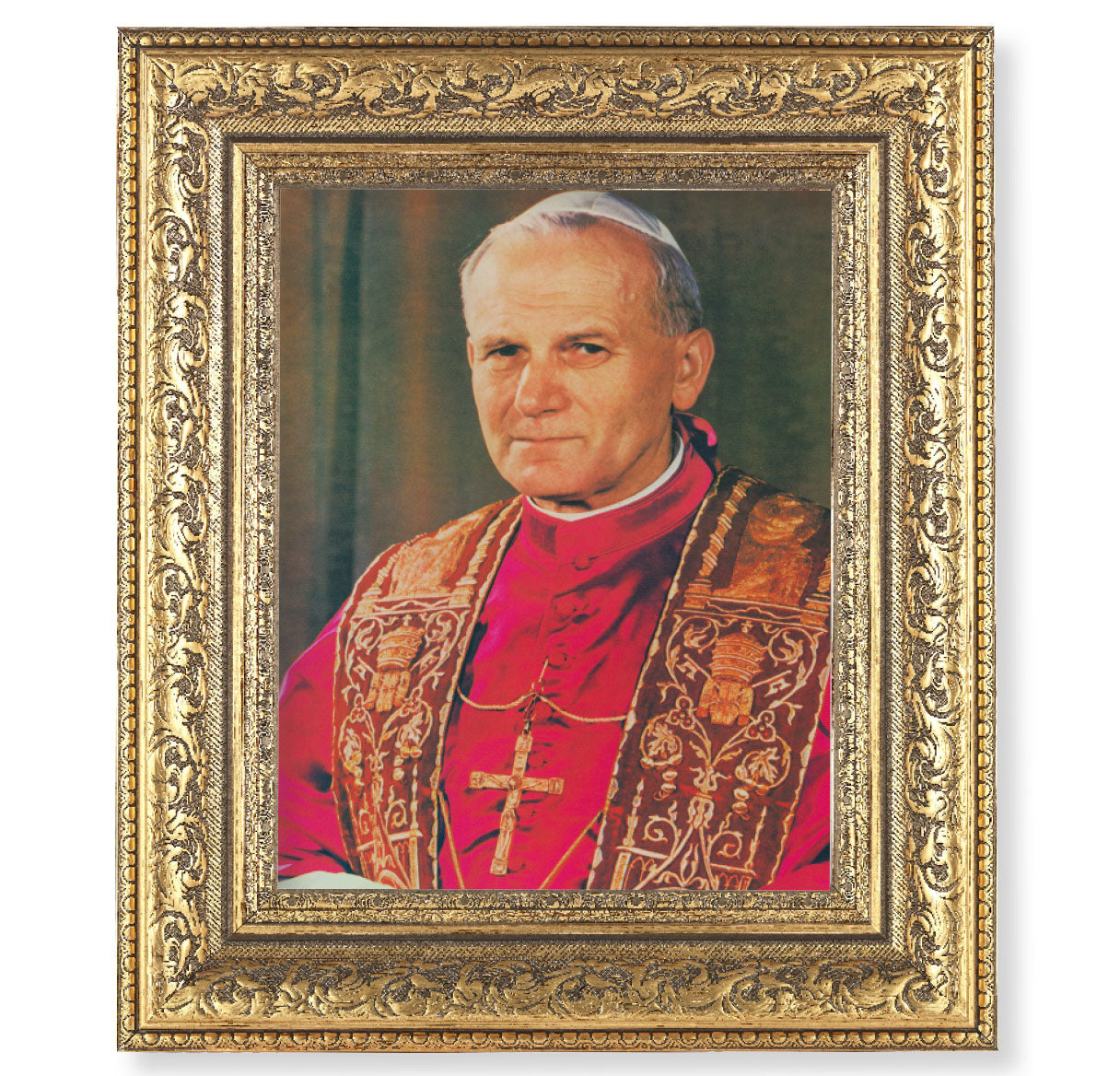 St. Pope John Paul II Gold-Leaf Antique Framed Art