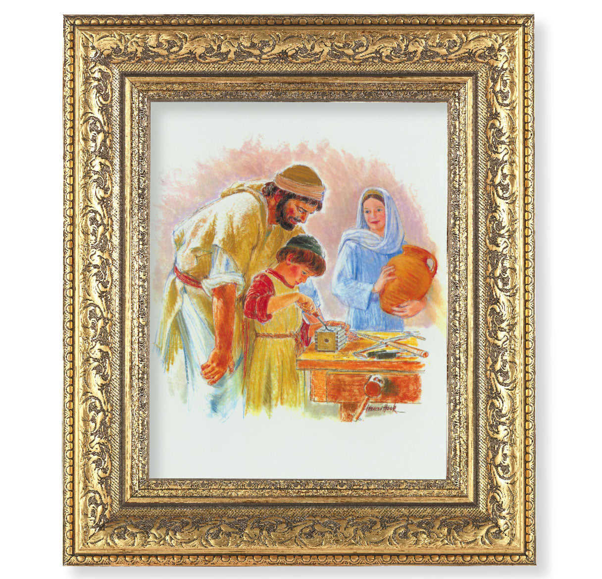 Jesus the Carpenter Gold-Leaf Antique Framed Art