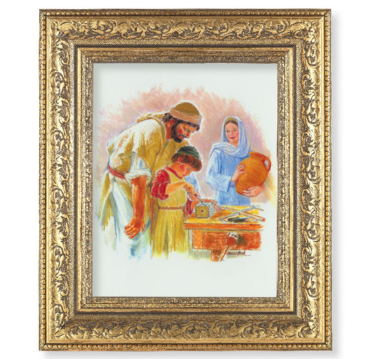 Jesus the Carpenter Gold-Leaf Antique Framed Art