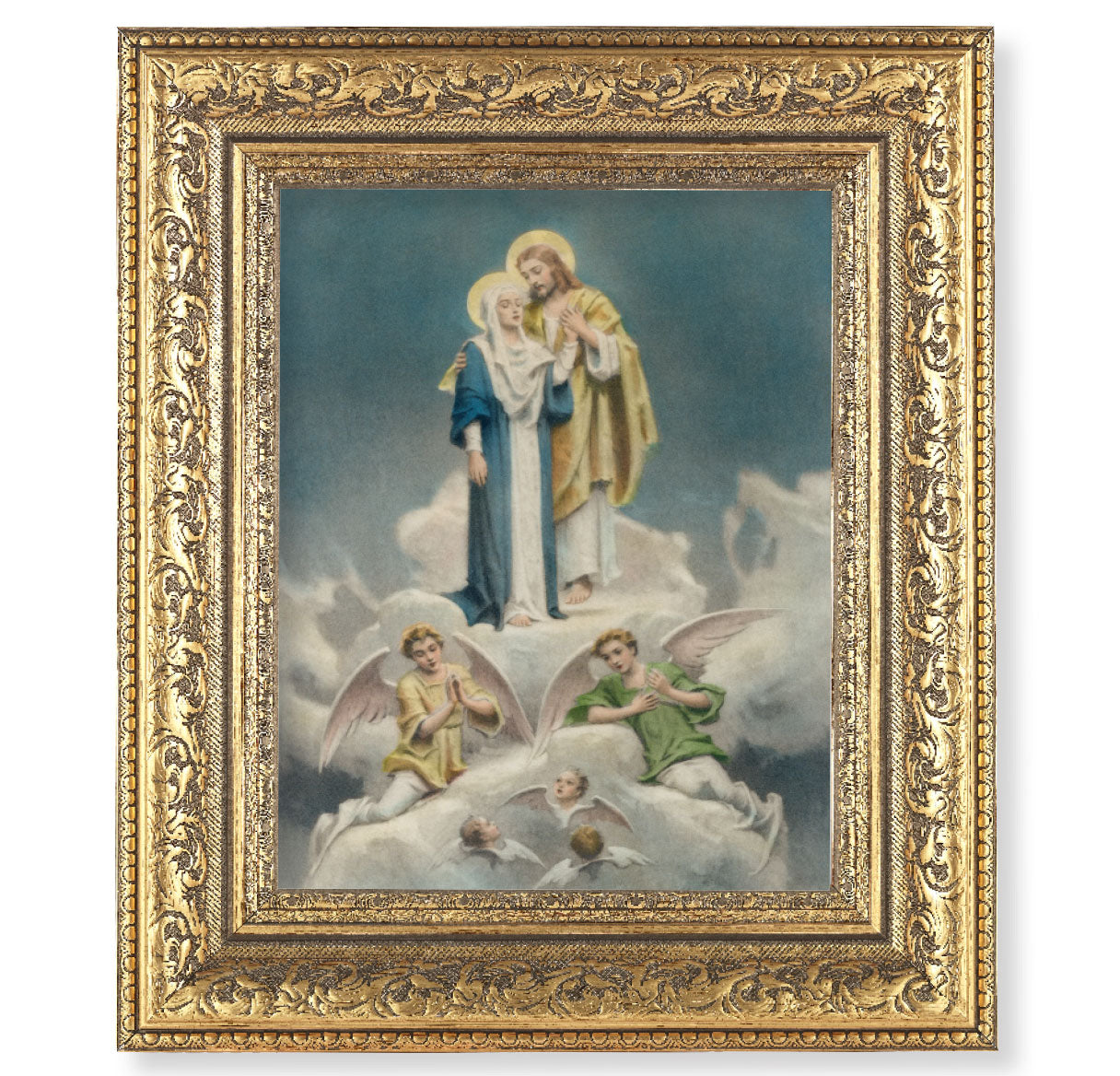 Jesus and Mary Gold-Leaf Antique Framed Art