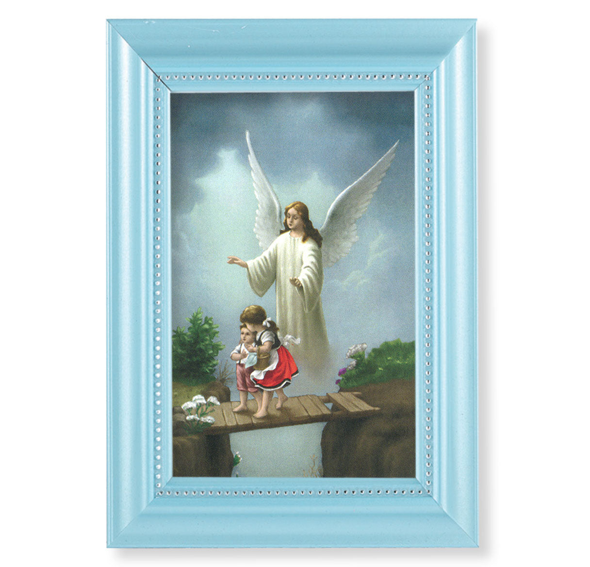 Guardian Angel Pearlized Blue Framed Art