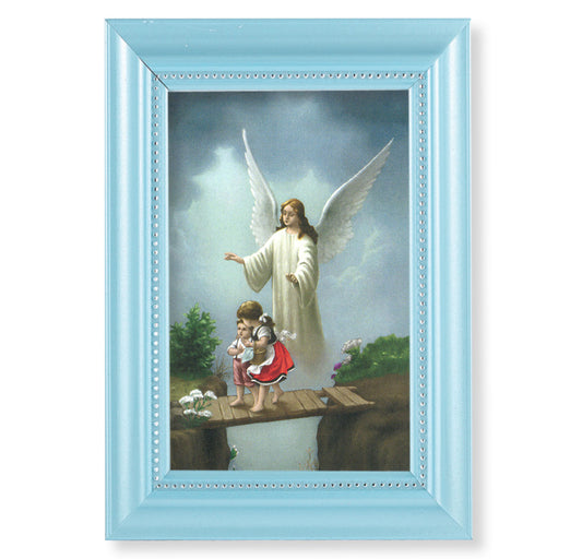 Guardian Angel Pearlized Blue Framed Art