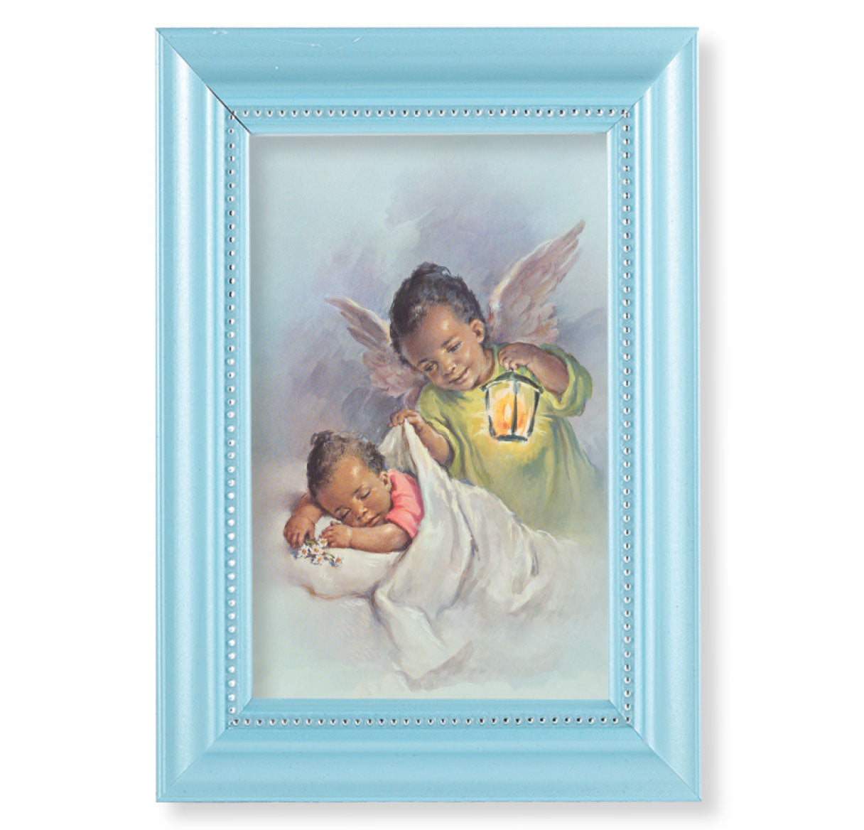 Guardian Angel Pearlized Blue Framed Art