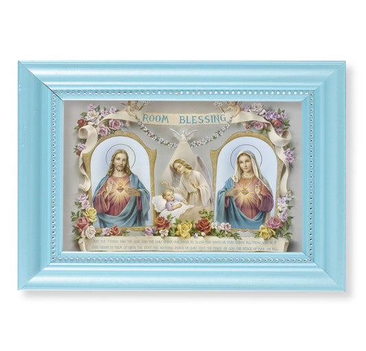 Baby Room Blessing Pearlized Blue Framed Art