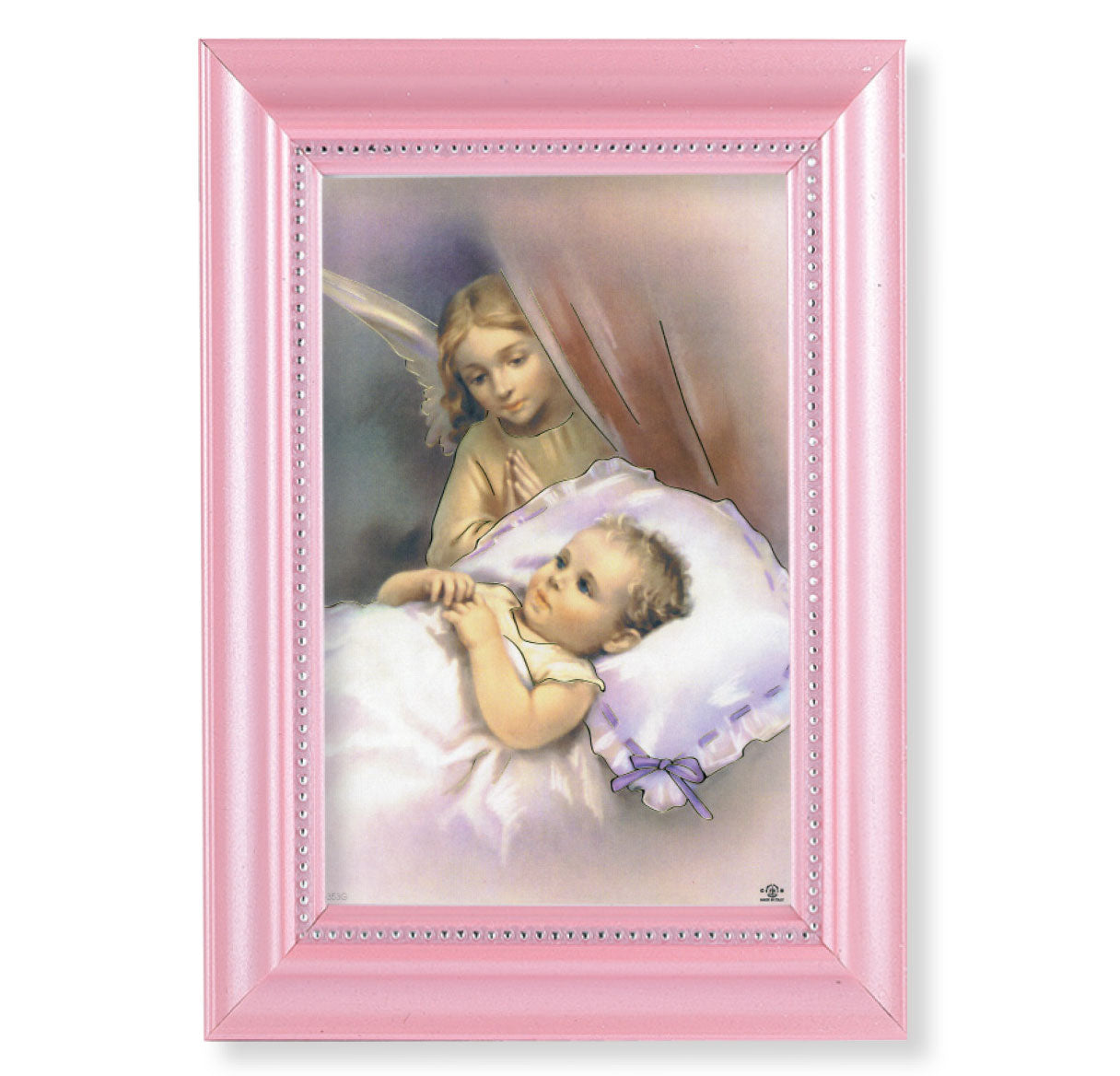 Guardian Angel Pearlized Pink Framed Art