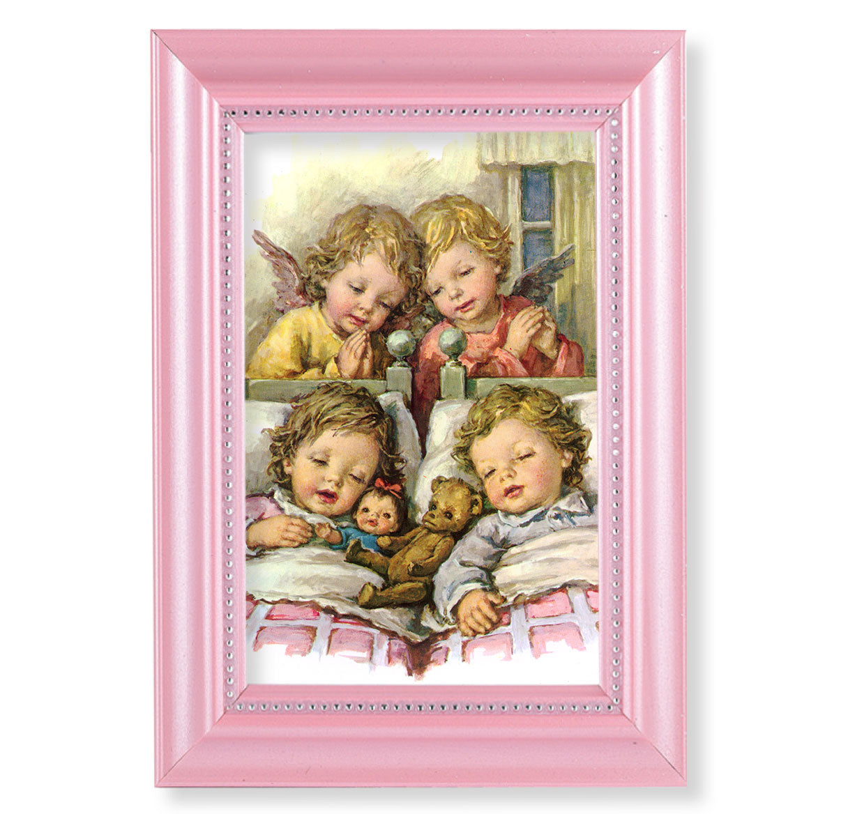 Guardian Angel Pearlized Pink Framed Art