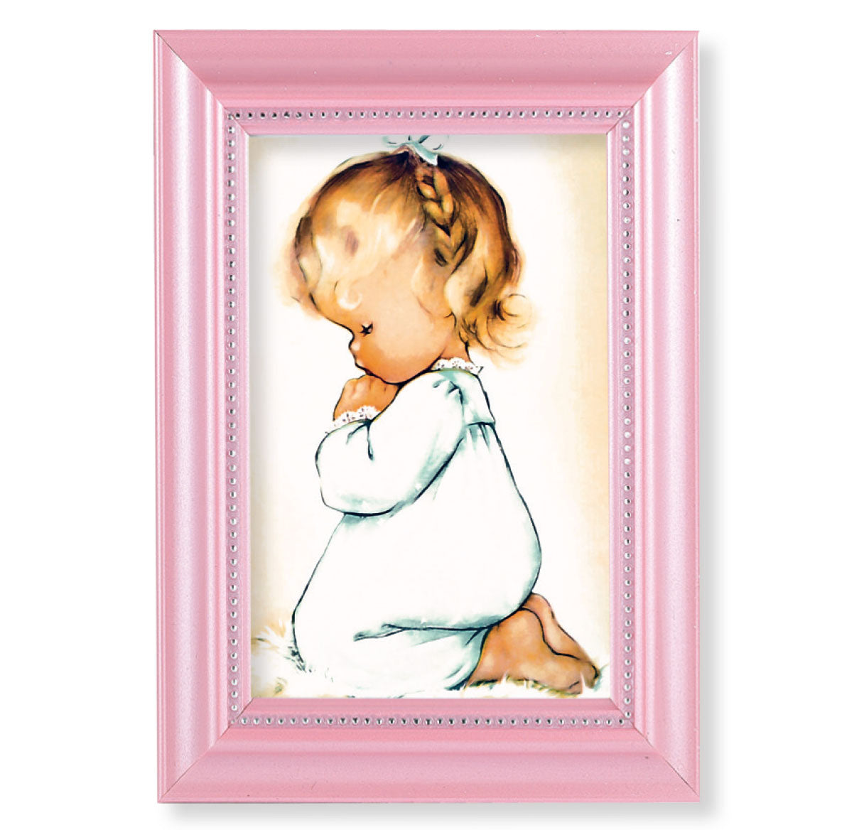 Praying Girl Pearlized Pink Framed Art