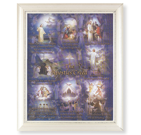 Apostles' Creed Pearlized White Framed Art