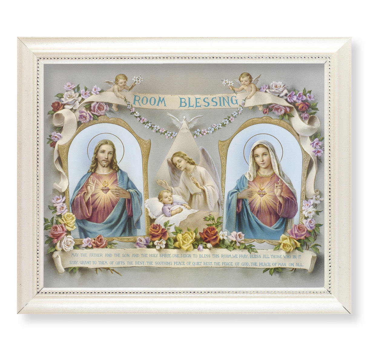 Baby Room Blessing Pearlized White Framed Art