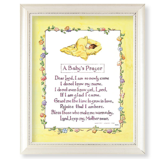 A Baby's Prayer Pearlized White Framed Art