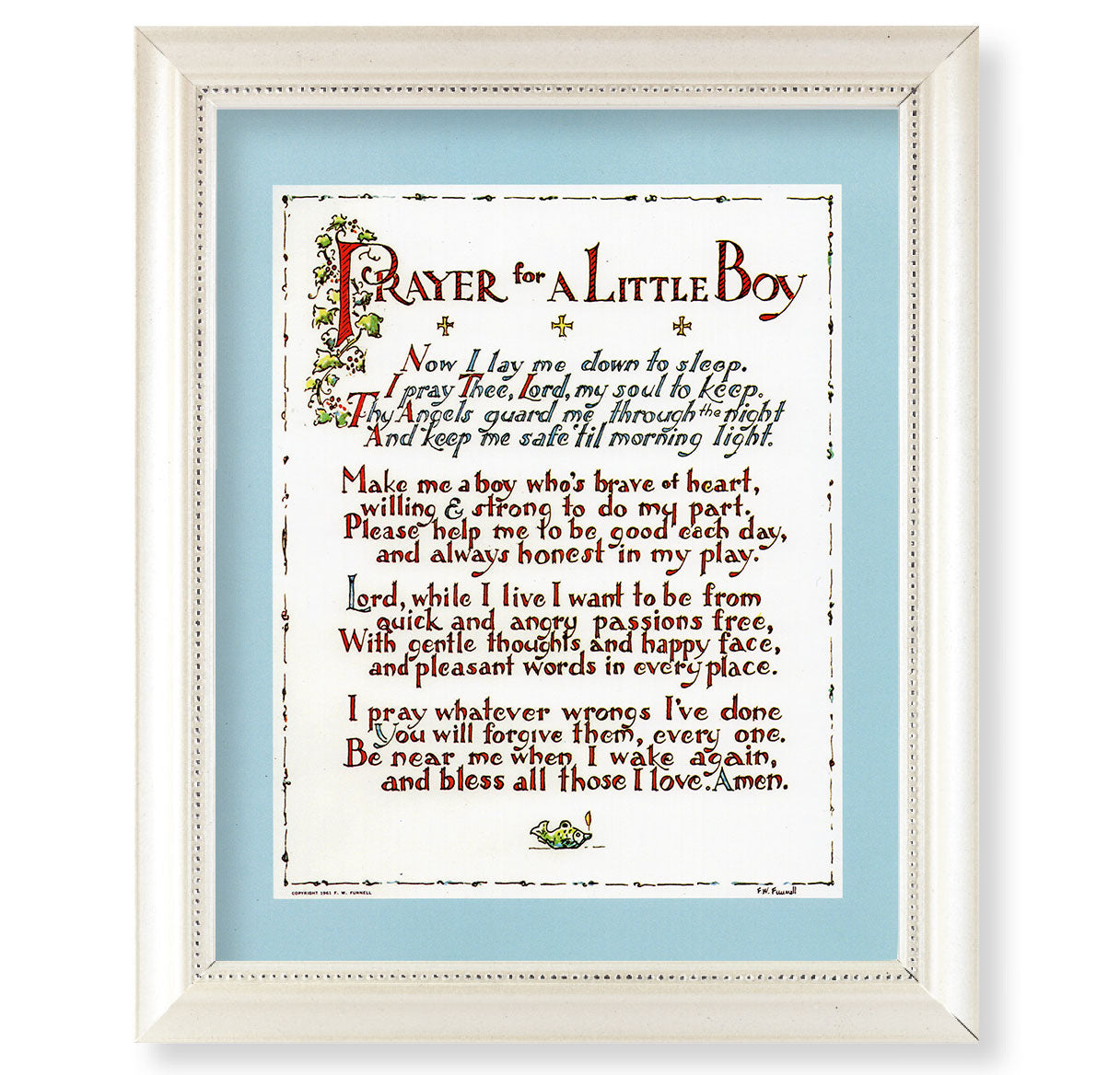 Prayer For a Little Boy Pearlized White Framed Art