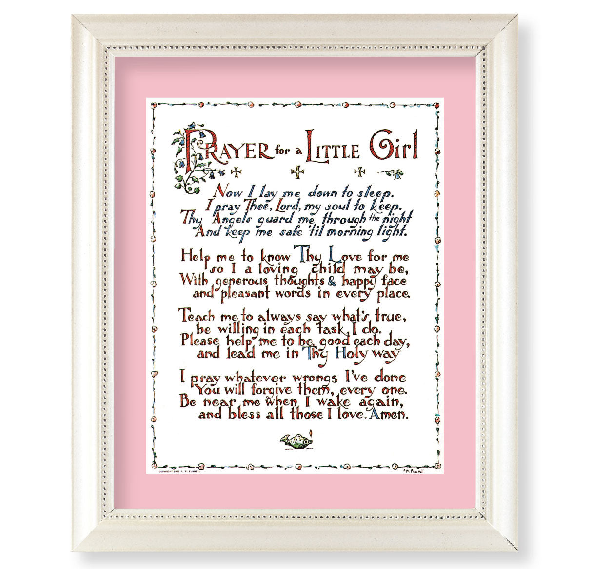 Prayer For a Little Girl Pearlized White Framed Art