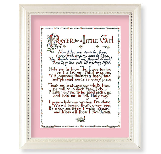 Prayer For a Little Girl Pearlized White Framed Art