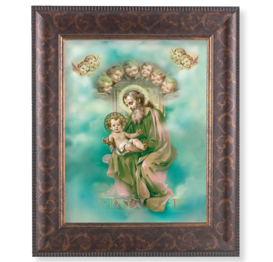 St. Joseph and Child Enthroned Art-Deco Framed Art