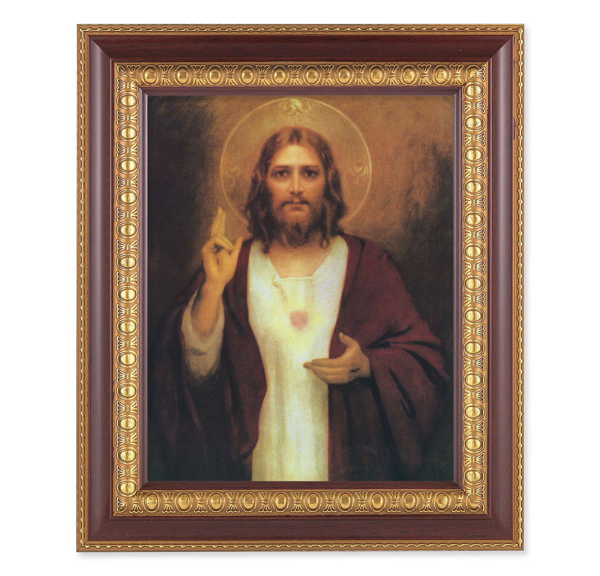 Sacred Heart of Jesus Cherry Gold Framed Art