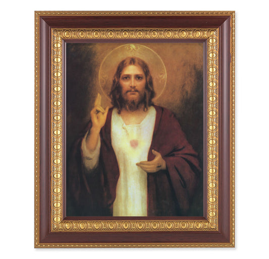 Sacred Heart of Jesus Cherry Gold Framed Art