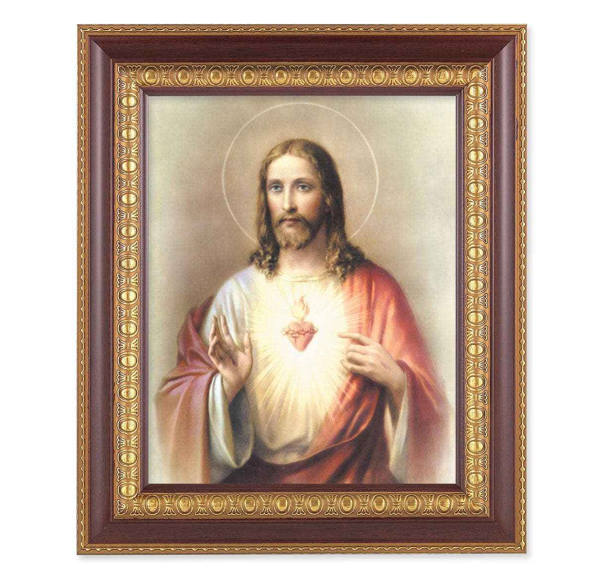 Sacred Heart of Jesus Cherry Gold Framed Art