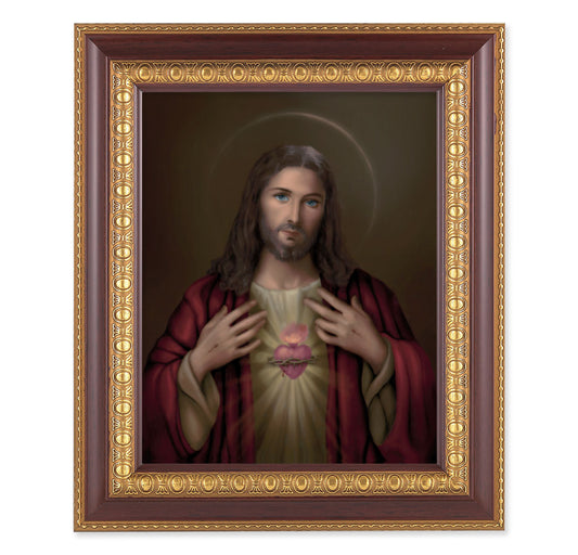 Sacred Heart of Jesus Cherry Gold Framed Art