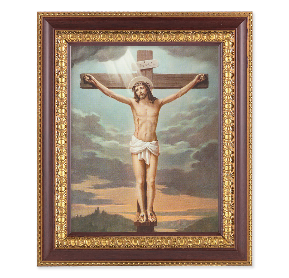 Crucifixion Cherry Gold Framed Art