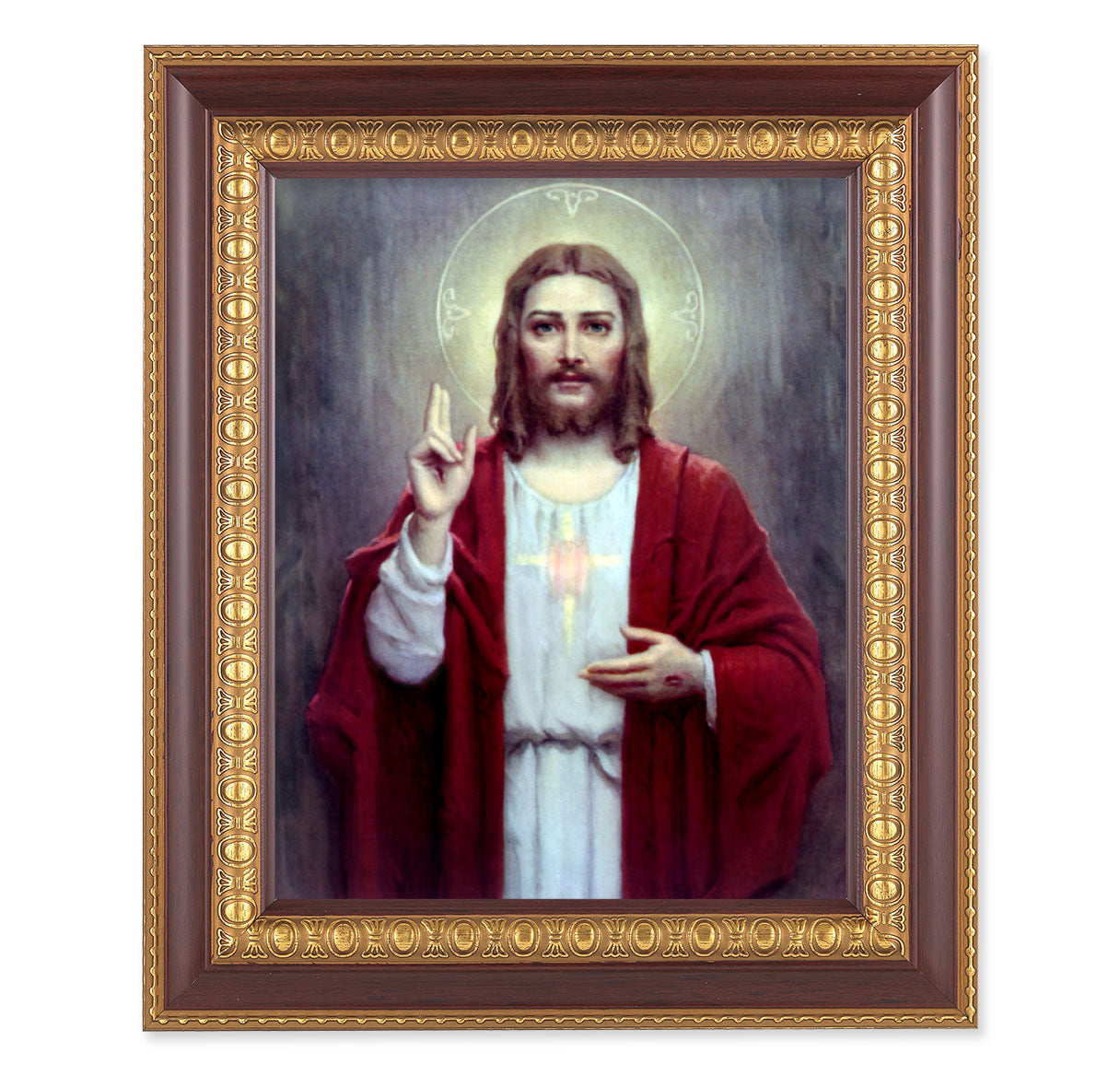 Sacred Heart of Jesus Cherry Gold Framed Art