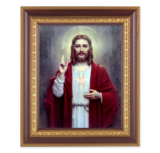 Sacred Heart of Jesus Cherry Gold Framed Art