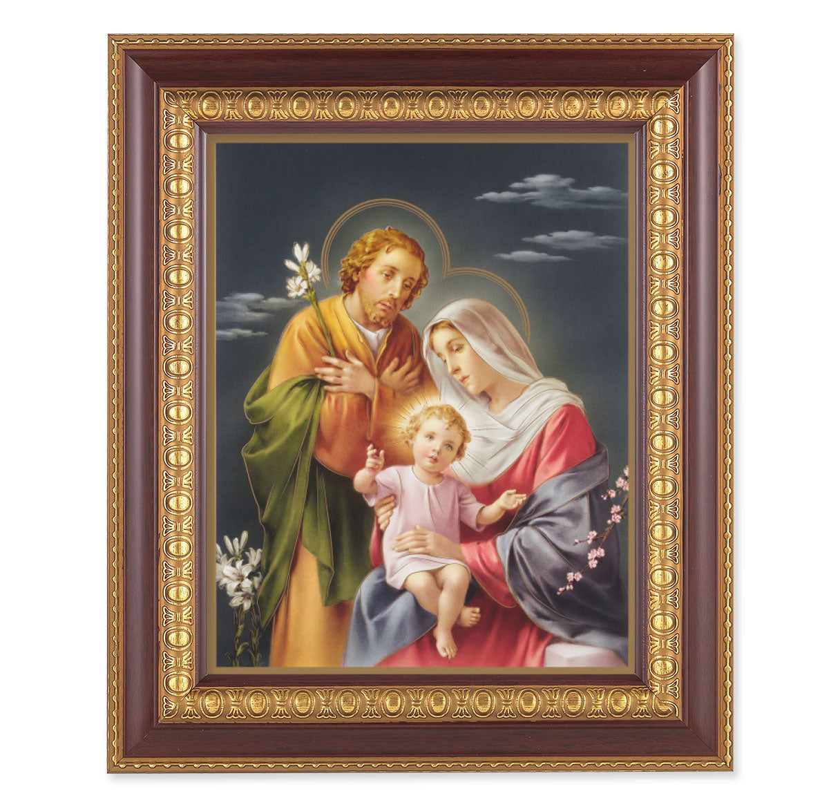 Holy Family Cherry Gold Framed Art