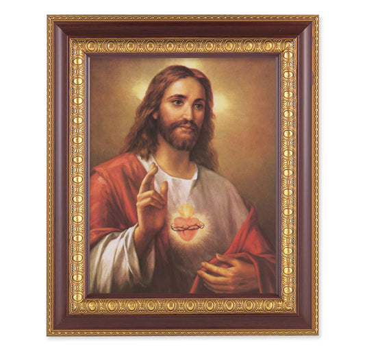 The Sacred Heart of Jesus (La Fuente) Cherry Gold Framed Art