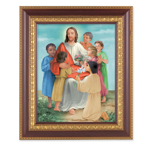 Christ with Children Cherry Gold Framed Art