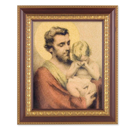 St. Joseph with Crying Jesus Cherry Gold Framed Art