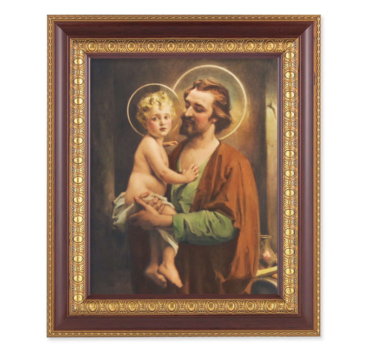 St. Joseph with Jesus Cherry Gold Framed Art