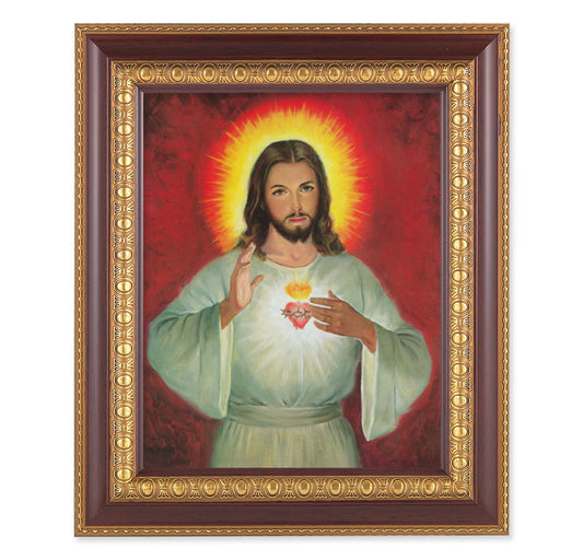 Sacred Heart of Jesus Cherry Gold Framed Art