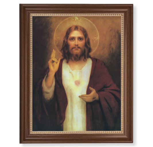 Sacred Heart of Jesus Dark Walnut Framed Art