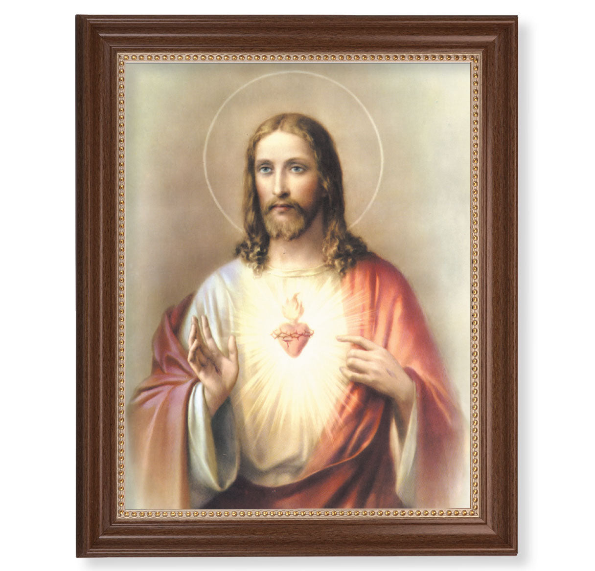 Sacred Heart of Jesus Dark Walnut Framed Art