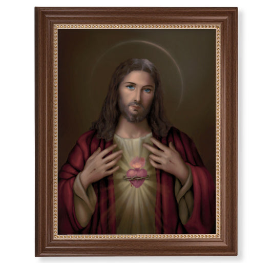 Sacred Heart of Jesus Dark Walnut Framed Art