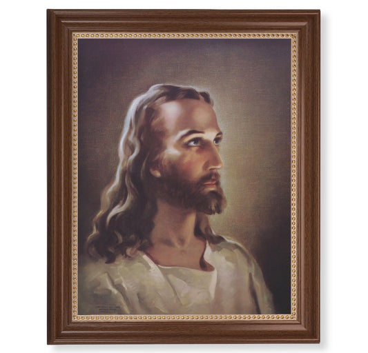 Head of Christ Dark Walnut Framed Art