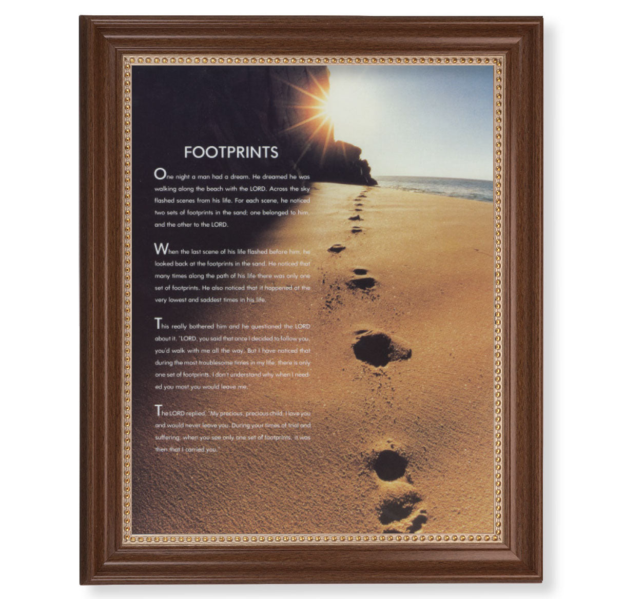 Footprints of Jesus Dark Walnut Framed Art