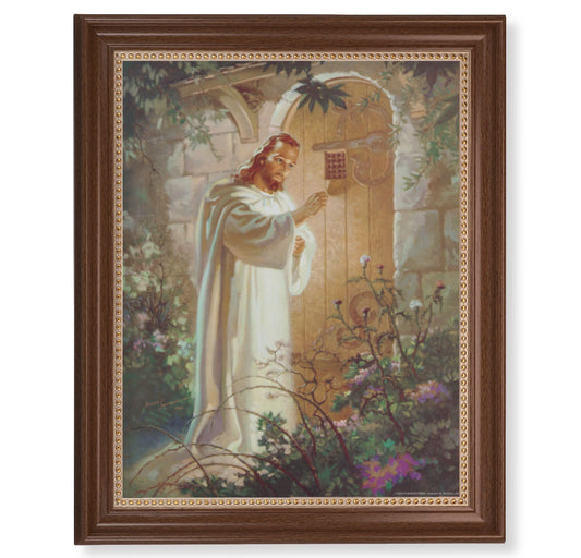 Christ Knocking Dark Walnut Framed Art
