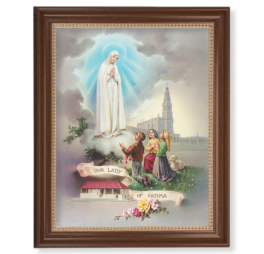 Our Lady of Fatima Dark Walnut Framed Art