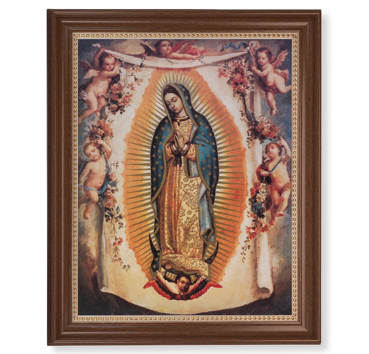 Our Lady of Guadalupe with Angels Dark Walnut Framed Art
