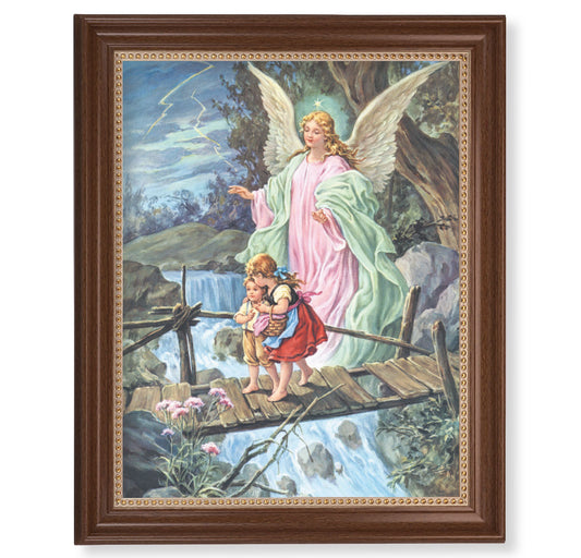 Guardian Angel Dark Walnut Framed Art