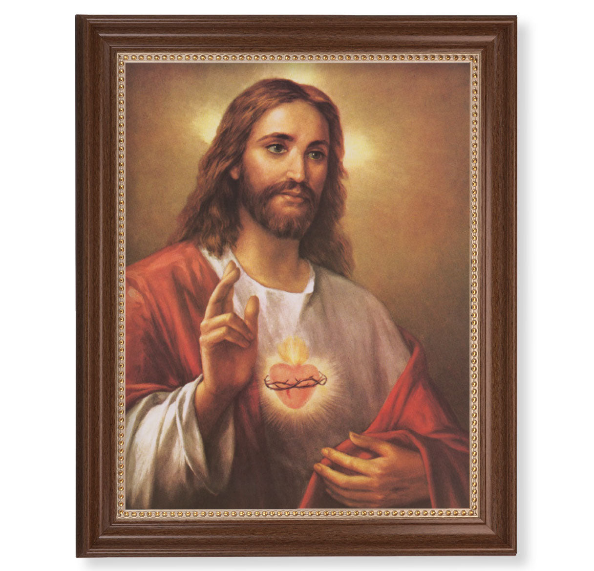Sacred Heart of Jesus Dark Walnut Framed Art