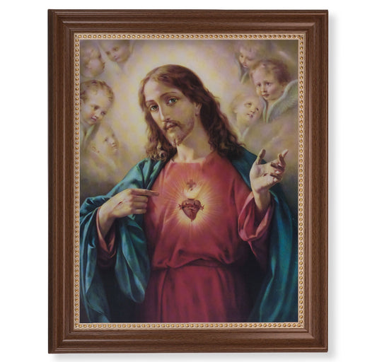Sacred Heart of Jesus Dark Walnut Framed Art