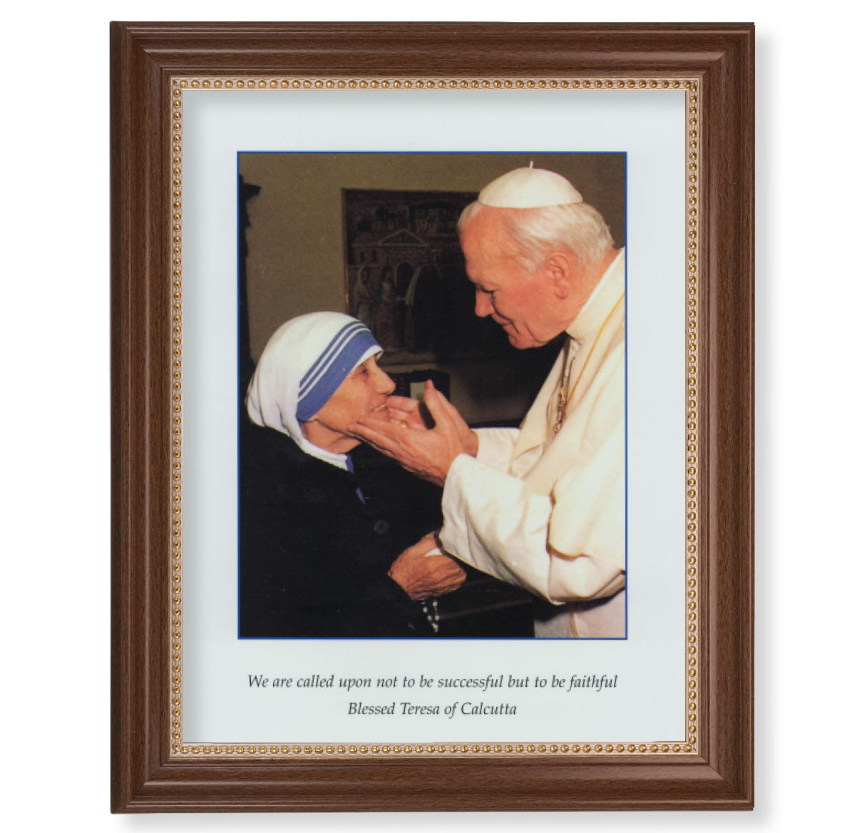 St. John Paul II and St. Teresa of Calcutta Dark Walnut Framed Art