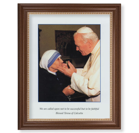 St. John Paul II and St. Teresa of Calcutta Dark Walnut Framed Art