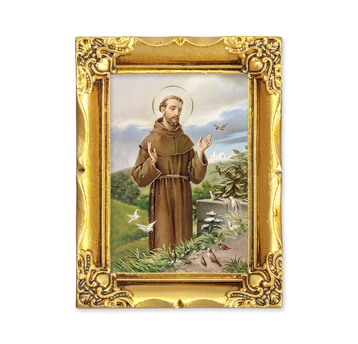 St. Francis Antique Gold Framed Art