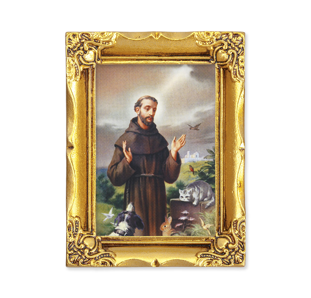St. Francis Antique Gold Framed Art