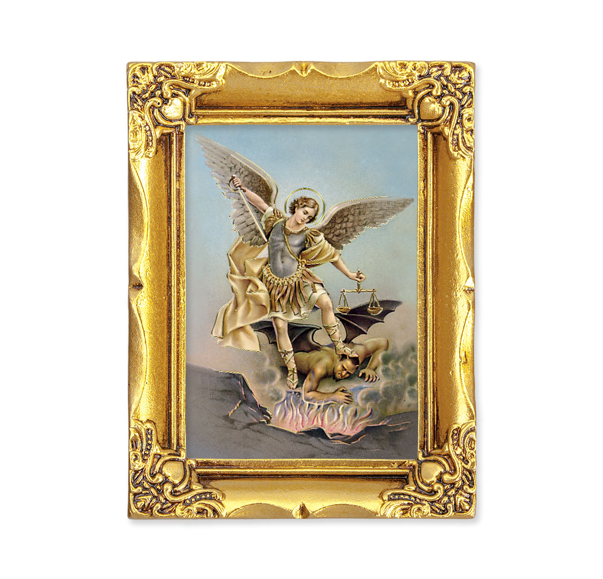 St. Michael Antique Gold Framed Art