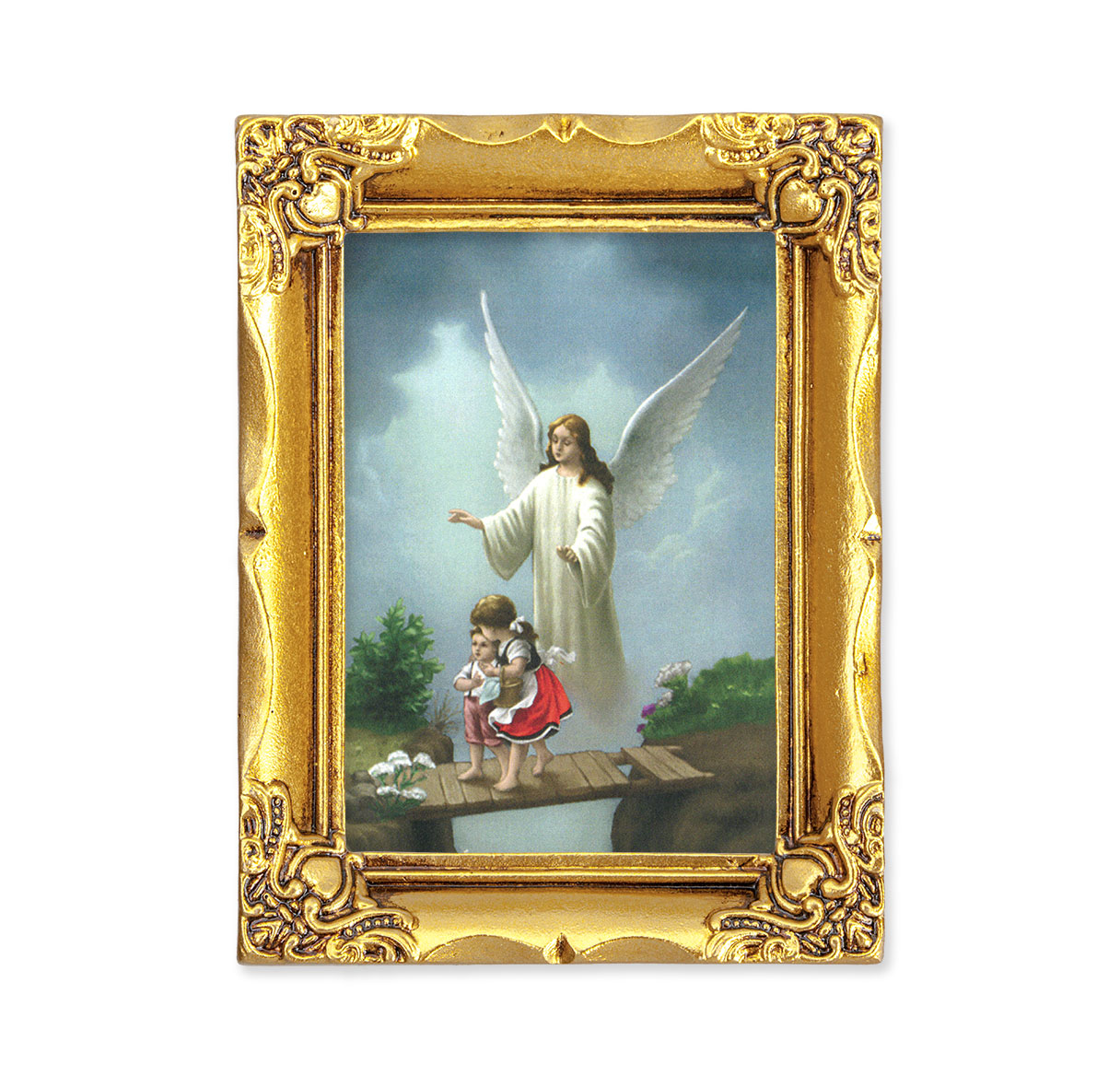 Guardian Angel Antique Gold Framed Art